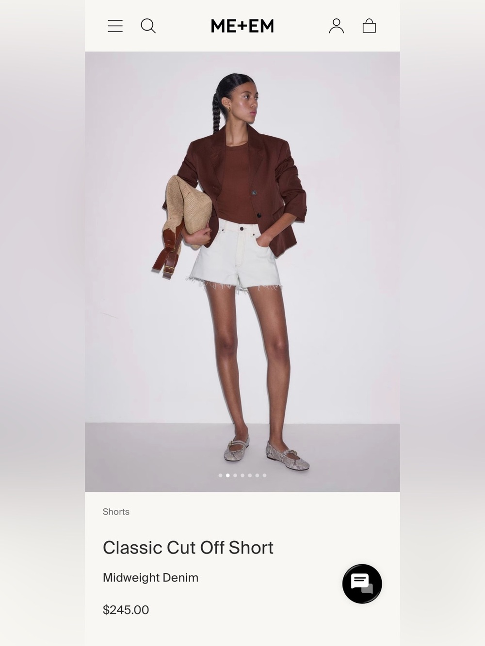 ME+EM Sz 27 Classic Cutoff Ecru Frayed Denim Shorts Orig $245